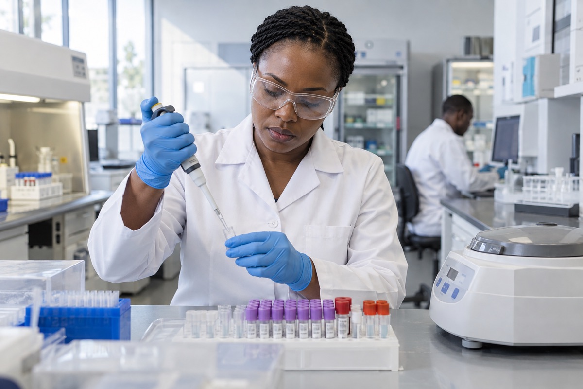 Clinical laboratory scientist preparing diagnostic samples